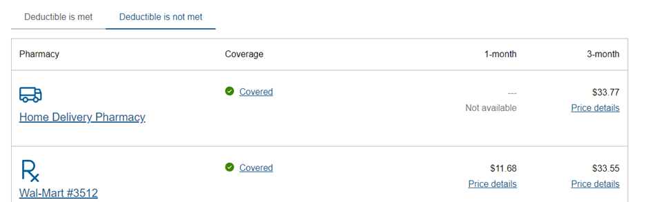 Image displaying the "Deductible is not met" tab.